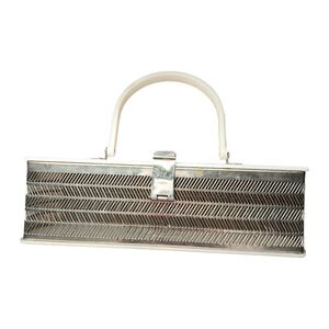 MW x ART DECO x VINTAGE Pearlized‎ Lucite Silver Chrome rectangle box bag retro